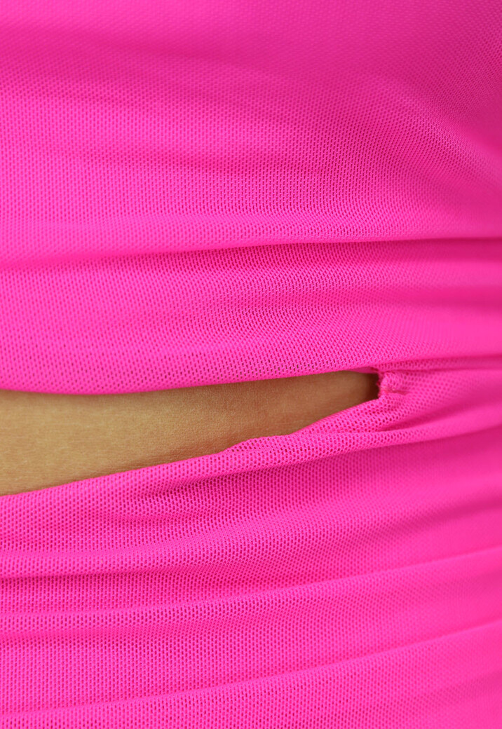 Fuchsia One Sleeve Bodycon Jurk met Cutouts
