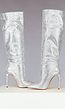 Zilveren Glitter Laarzen met Dunne Hak
