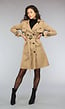 Camel Trenchcoat met Knopen en Tailleband