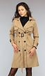 Camel Trenchcoat met Knopen en Tailleband