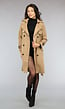 Camel Trenchcoat met Knopen en Tailleband