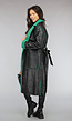 Lange Lederlook Jas met Groene Teddy Voering