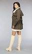 Korte Legergroene Trenchcoat met Gesp Details en Ceintuur