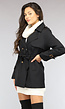 Zwarte Korte Trenchcoat met Tailleband en Gesp Details