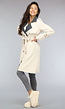 Beige Trenchcoat met Grijze Kraag