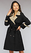 Tweekleurige Halflange Trenchcoat met Tailleband