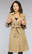 Camel Trenchcoat met Zakken en Tailleband