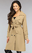 Camel Trenchcoat met Zakken en Tailleband