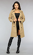 Camel Trenchcoat met Zakken en Tailleband