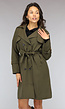 Legergroene Trenchcoat met Gesp Details en Ceintuur