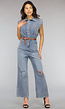 Mouwloze Denim Jumpsuit met Riem