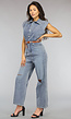 Mouwloze Denim Jumpsuit met Riem