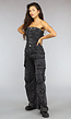 Strapless Denim Cargo Jumpsuit