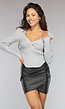 Grijze Longsleeve Rib Top met Twist Detail