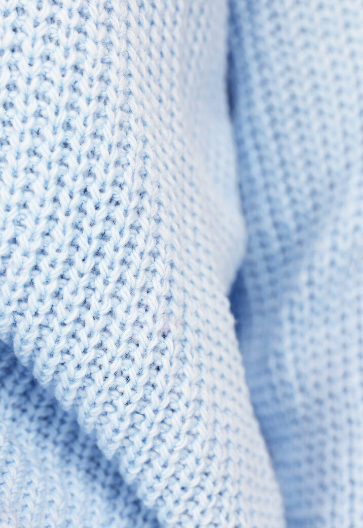 Babyblauwe Gebreide Trui met Geplooid Detail