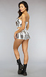 Metallic Zilveren Two Piece met Overslag Skort