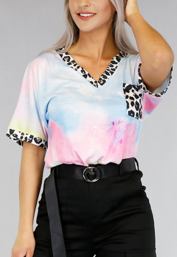 MANCO Tie Dye Shirt met Panterprint