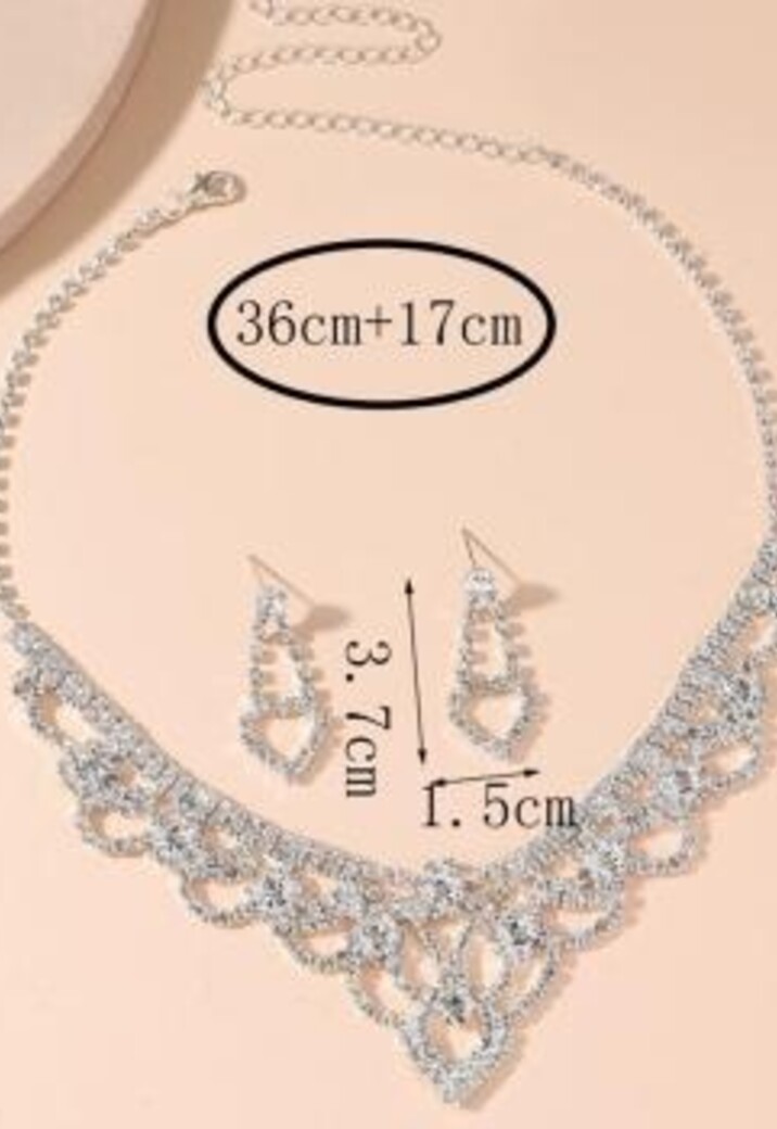 Zilveren Glamour Strass Sieraden Set