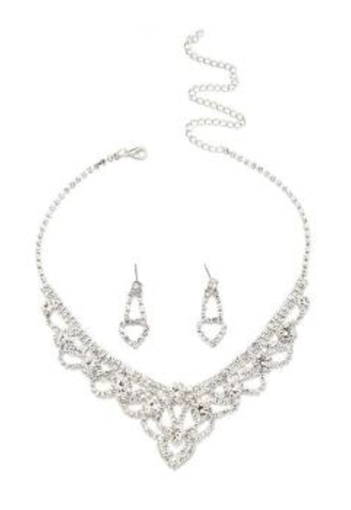 Zilveren Glamour Strass Sieraden Set