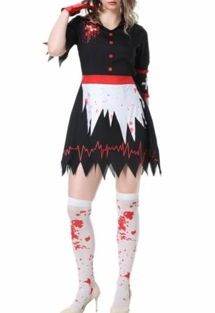 Zwart Bebloed Zusters Kostuum met Accessoires