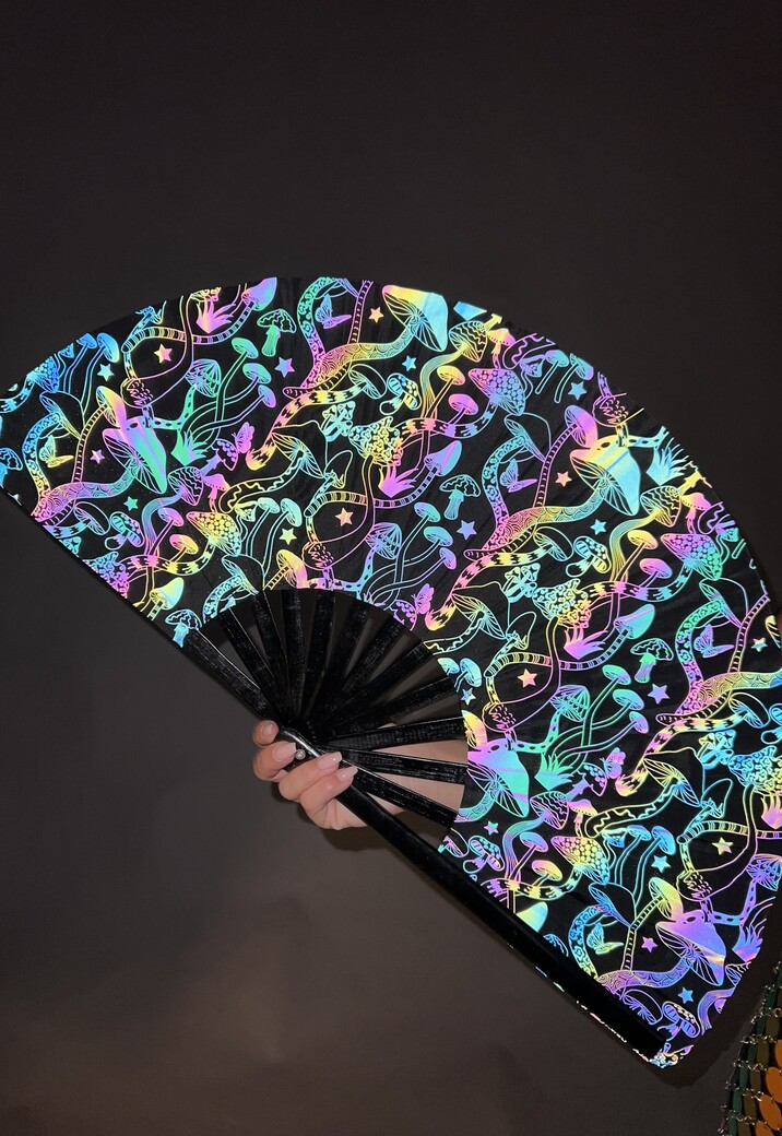 XXL Waaier met Reflecterende Paddenstoelen Print