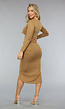 Camel Longsleeve Two Piece met Rok