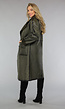 Legergroene Lange Lammy Coat met Teddy Voering  en Zakken