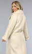 Lange Beige Trenchcoat met Teddy Voering en Knopen