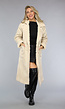 Lange Beige Trenchcoat met Teddy Voering en Knopen