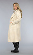 Lange Beige Trenchcoat met Teddy Voering en Knopen