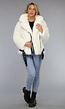 Witte Faux Fur Winterjas met Riem