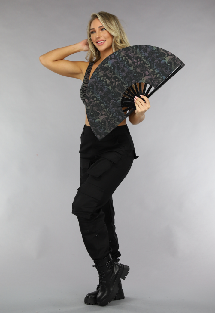 XXL Waaier met Reflecterende Paddenstoelen Print