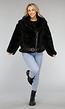 Zwarte Fluffy Winterjas met Riem