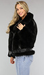 Zwarte Fluffy Winterjas met Riem