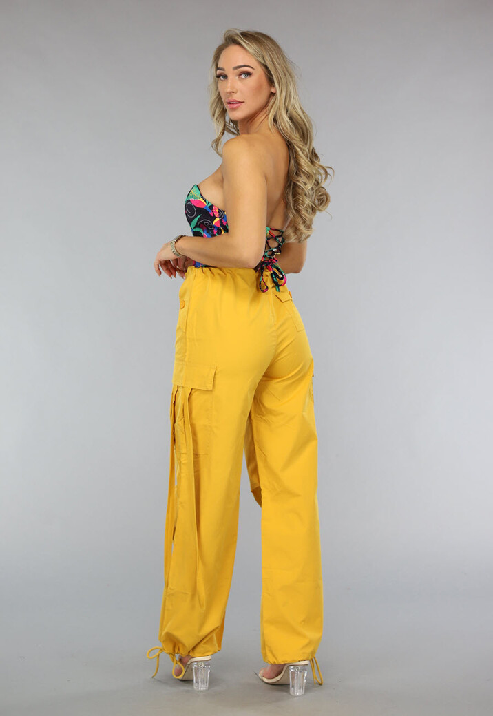 Mosterd Gele Parachute Broek met Zakken