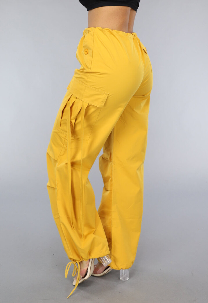 Mosterd Gele Parachute Broek met Zakken