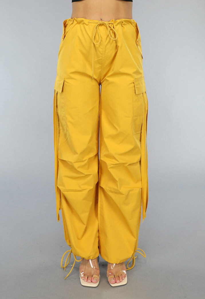 Mosterd Gele Parachute Broek met Zakken