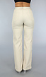 Beige Lederlook Stretch Broek met Rechte Pijpen