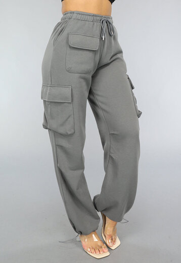 NEW0111 Antraciet Cargo Joggingbroek met Zakken