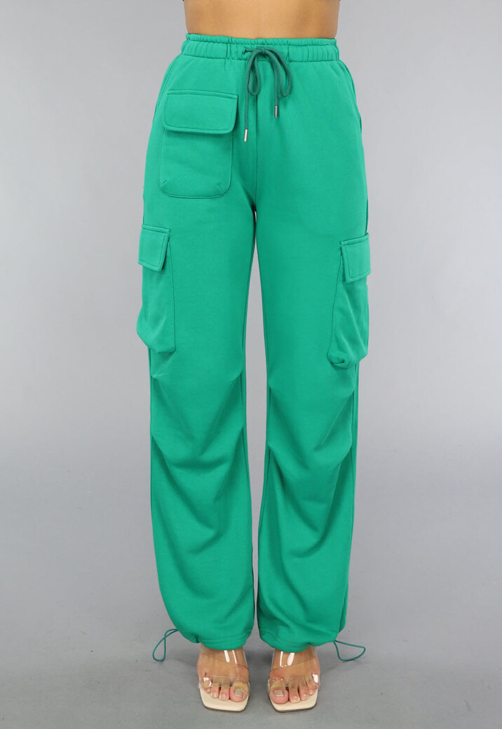 Groene Cargo Jogger met Stretch en Zakken
