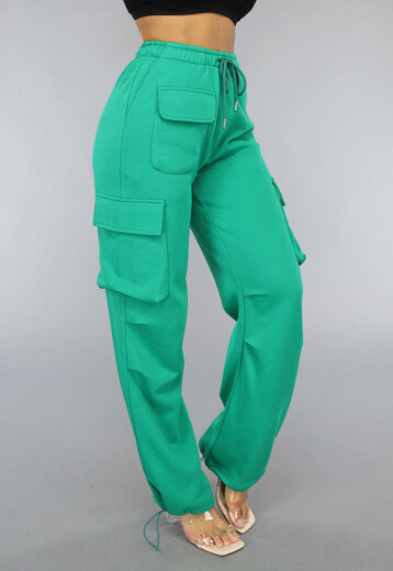 Waitfairy Cargo Joggingbroek voor dames, casual baggy joggingbroek met hoge taille, fleece sweatbroek met zak, Grijs, M