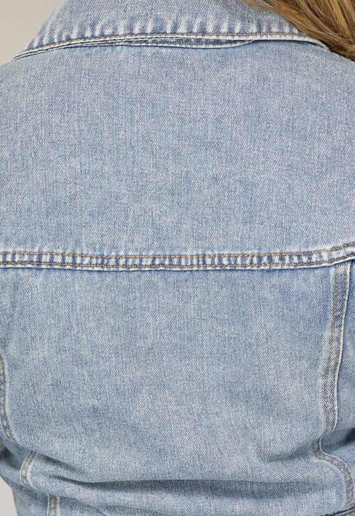 Blauwe Longsleeve Denim Jumpsuit met Wide Leg