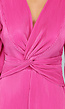 Fuchsia Plissé Jumpsuit met Strikdetail en Wijde Pijpen