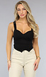 Zwarte Zachte Overslag Top met Push Up