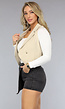 Beige Gilet met Knopen