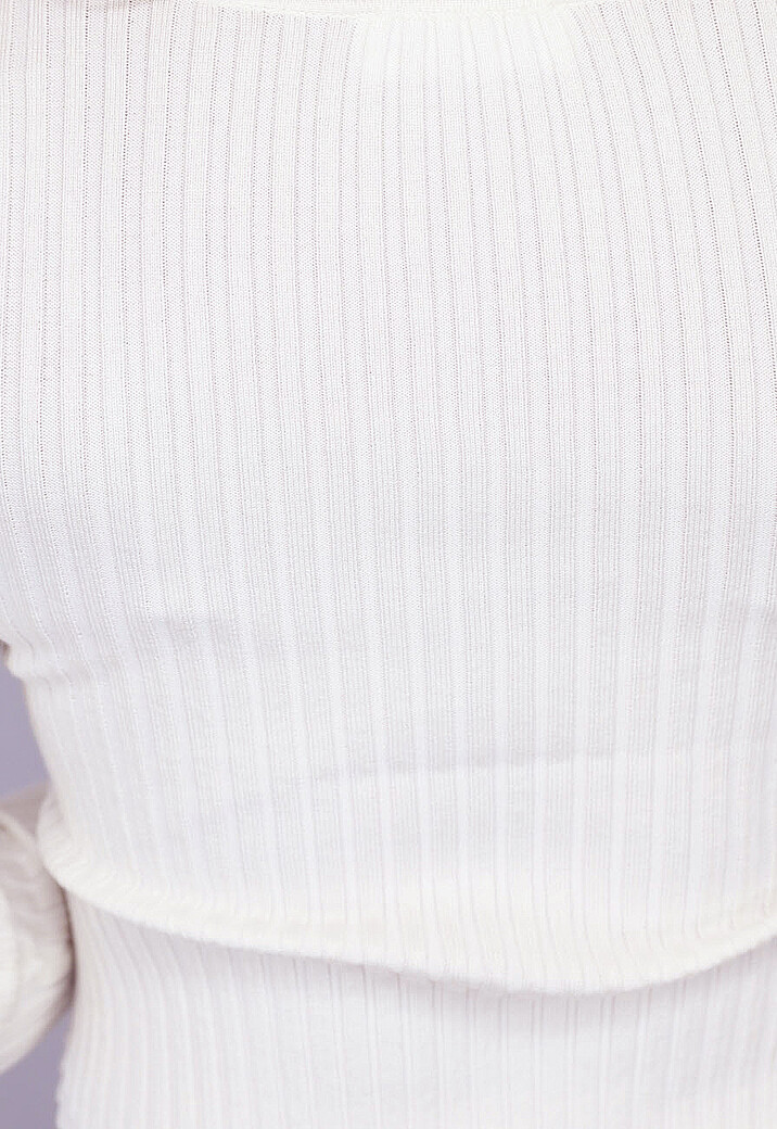 Longsleeve Rib Top in Gebroken Wit