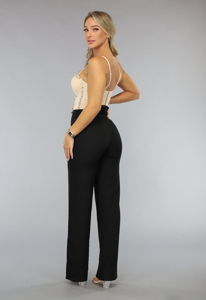 Glitter Korset Look Bustier in Beige