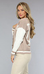 Taupe Kabel Gebreid Vest met LA Print