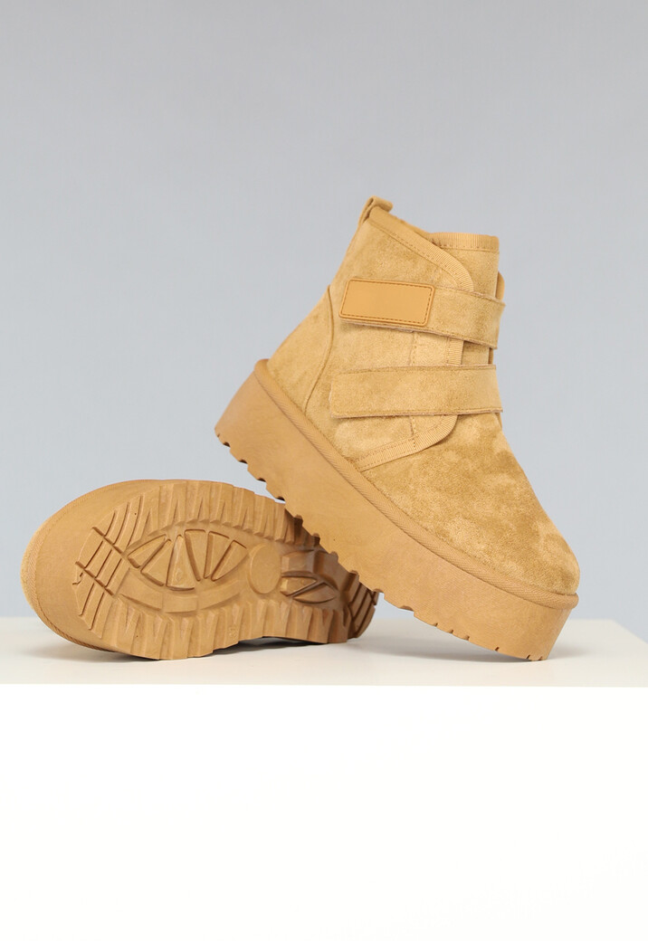 Camel Stevige Boots met Klittenbandsluiting