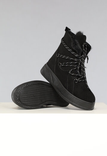 NEW0111 Zwarte Winter Boots met Sneaker Look